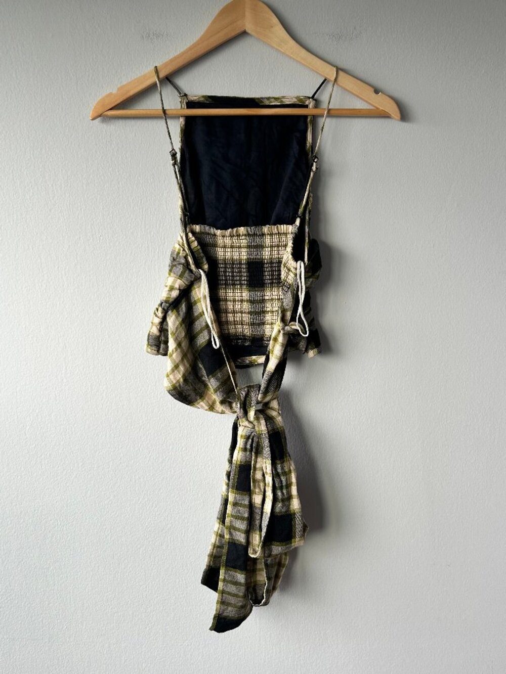 Free People FP One London Plaid Ruched Tie Front Cami Top XS - Picture 4 of 9